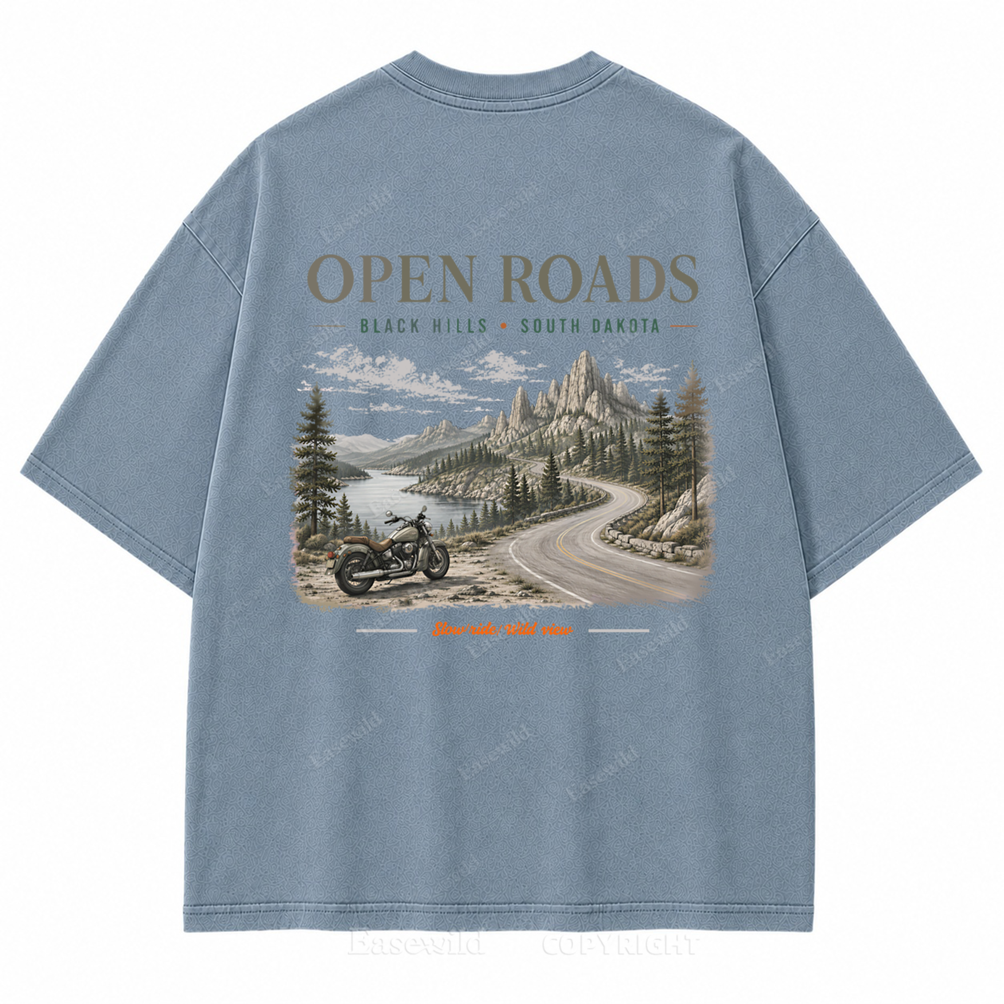 Open Roads Black Hills Washed Back Print Tee