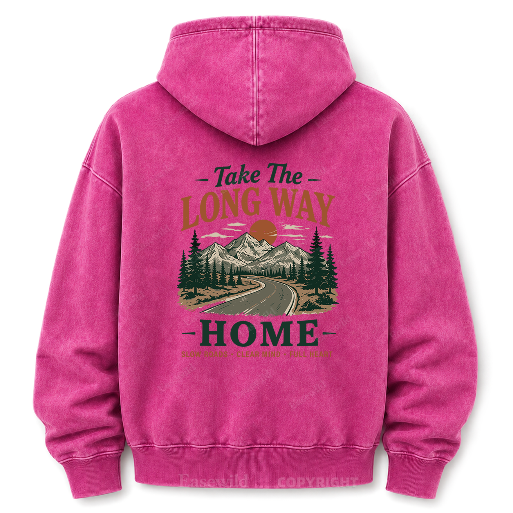 Take the Long Way Home  Washed Graphic Hoodie