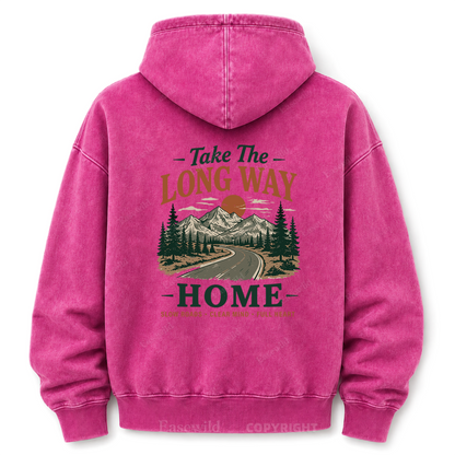 Take the Long Way Home  Washed Graphic Hoodie