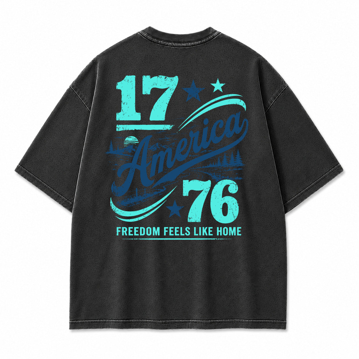 1776 Americana Mountain Landscape Graphic T-Shirt