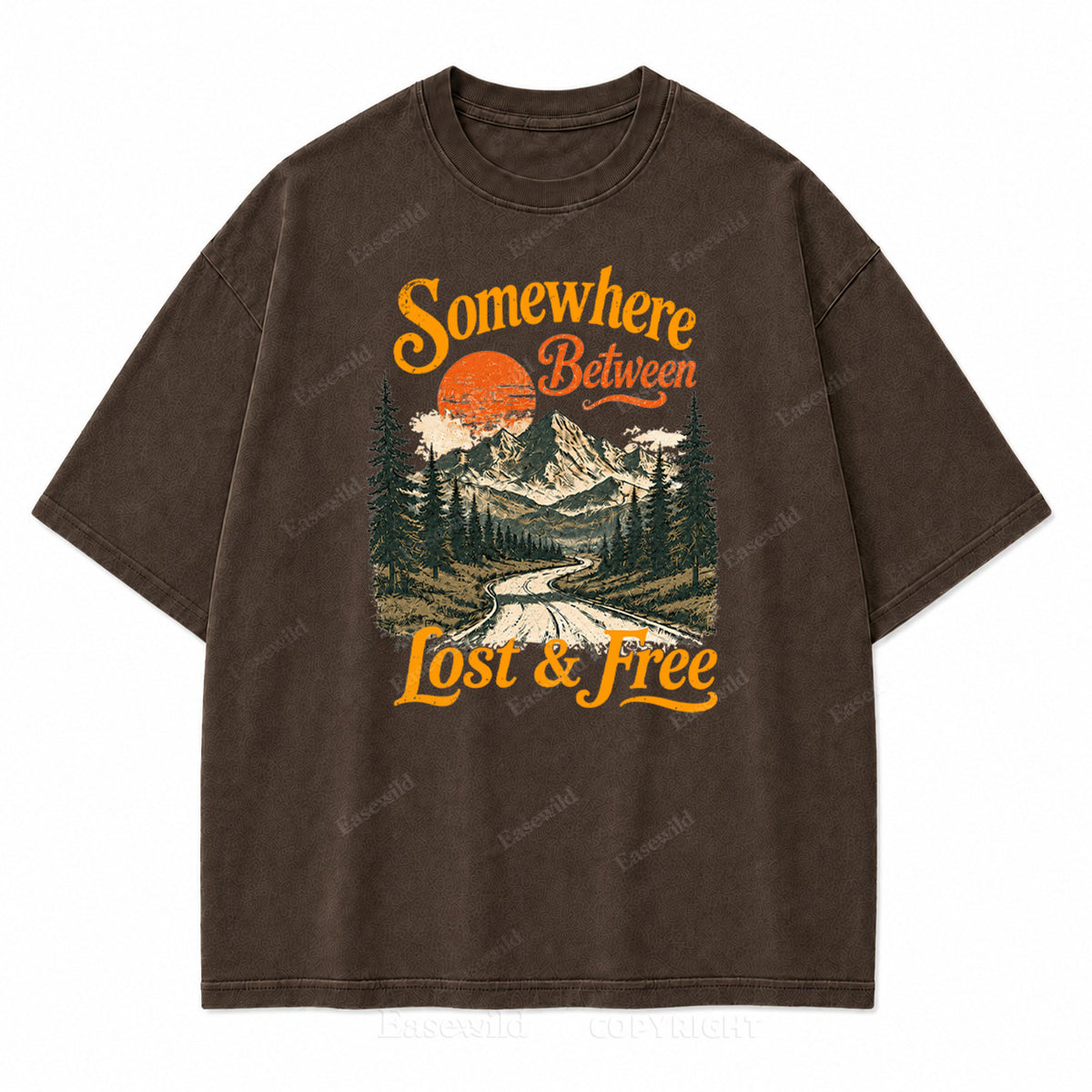 Somewhere Between Lost and Free Washed Print Tee