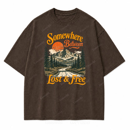 Somewhere Between Lost and Free Washed Print Tee
