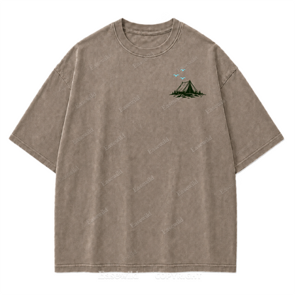 Adventure Awaits Mountain Camp Washed Print Tee