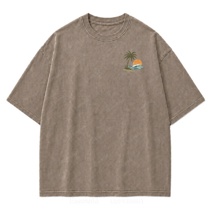 Salzige Luft und ruhige Tage Washed Print T-Shirt