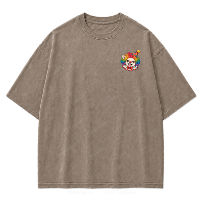 Spooky But Make It Cute Chihuahua Clown Washed Graphic T-Shirt