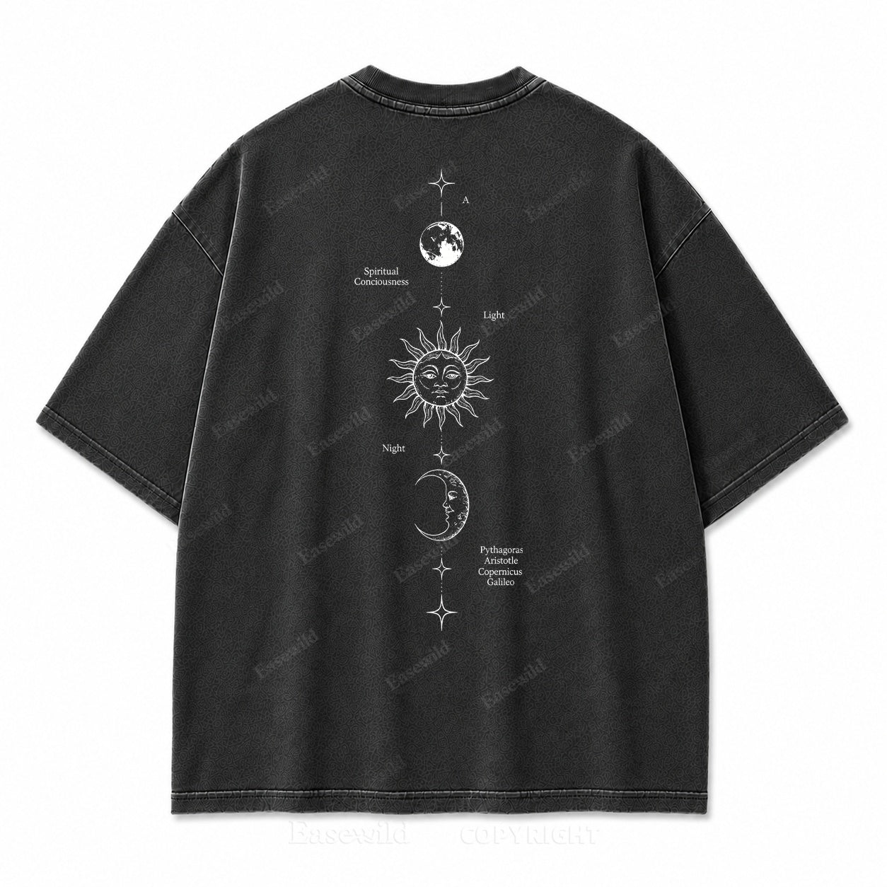 Spiritual Consciousness Sun & Moon Washed Back Print Tee