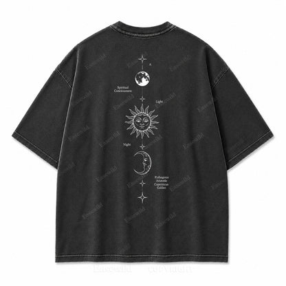 Spiritual Consciousness Sun & Moon Washed Back Print Tee