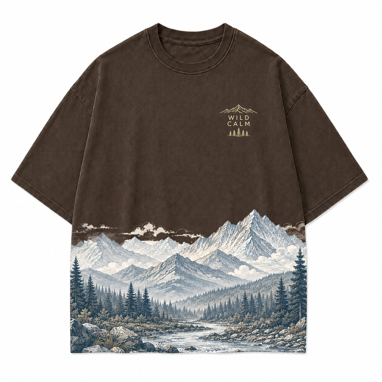 Wild Calm Mountain Landscape Scenic Hem Tee