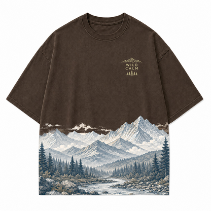 Wild Calm Mountain Landscape Graphic T-Shirt