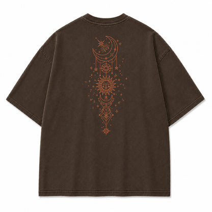 Celestial Harmony Sun Moon Graphic T-Shirt