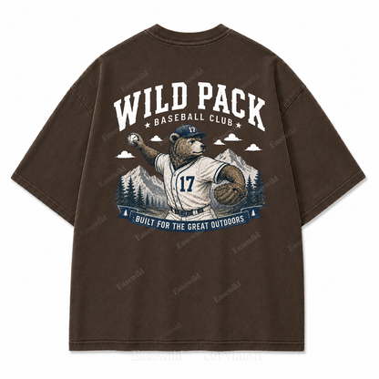 Wild Pack Baseball Club Washed Back Print Tee