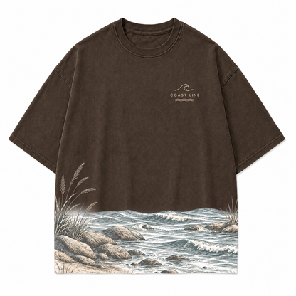 Coast Line Ocean Landscape Graphic T-Shirt