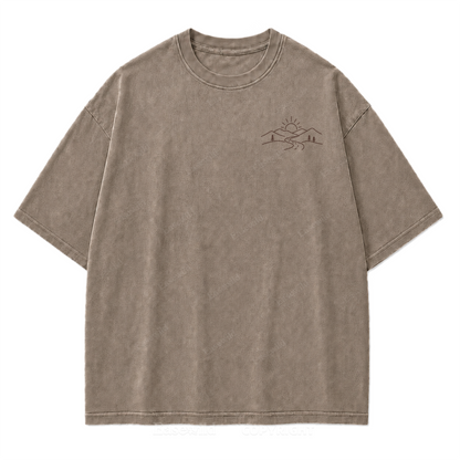 Wander Path Minimal Washed Print Tee
