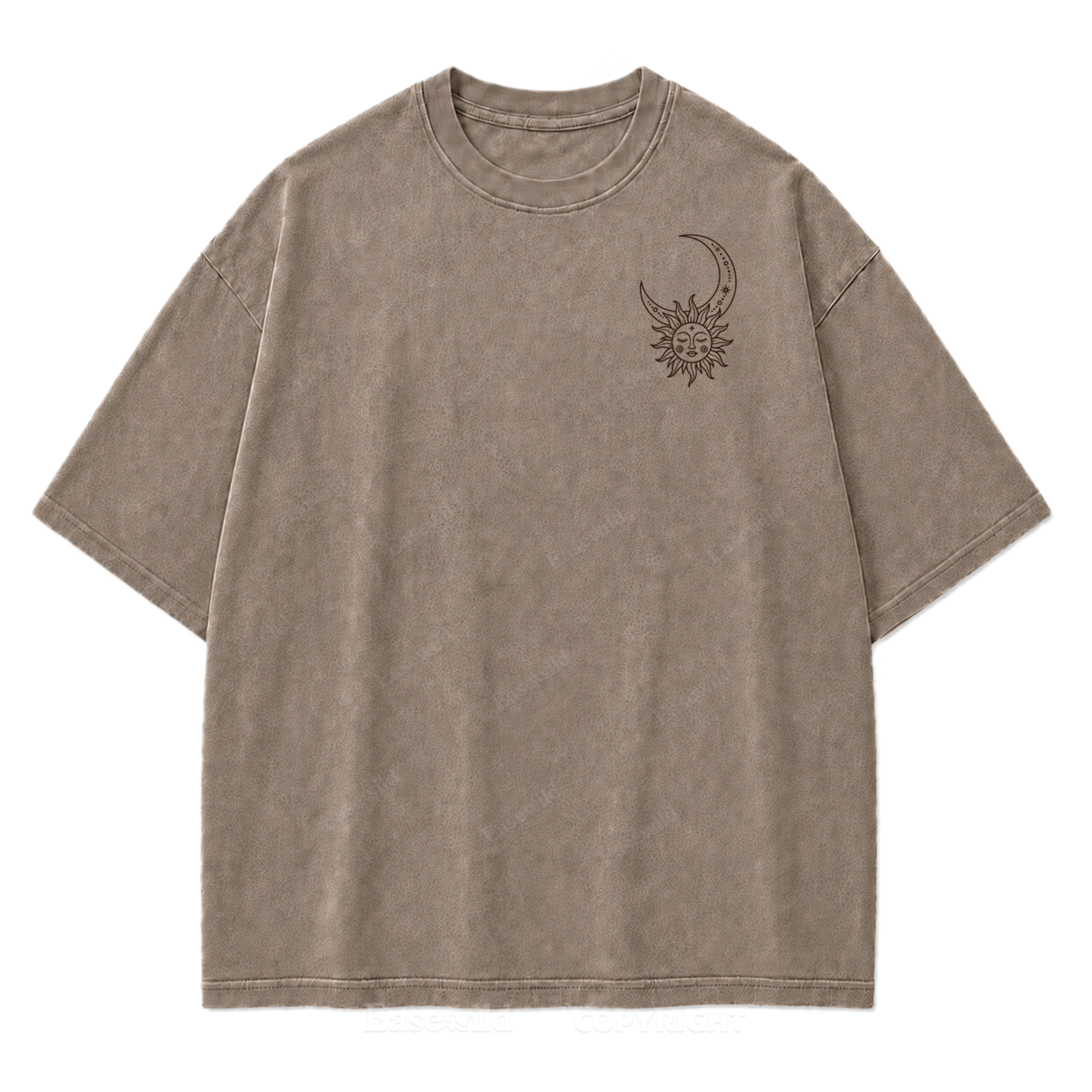Himmlische Harmonie Sonne Mond Washed Print T-Shirt