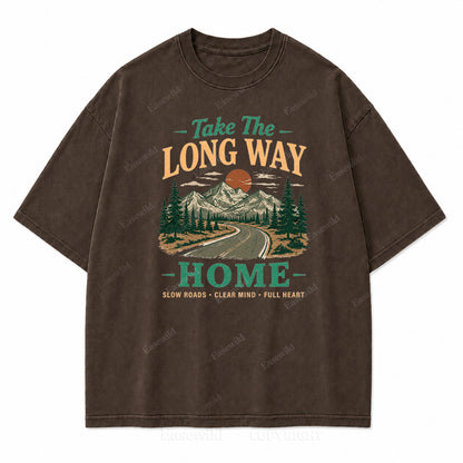 Take the Long Way Home Washed Print Tee