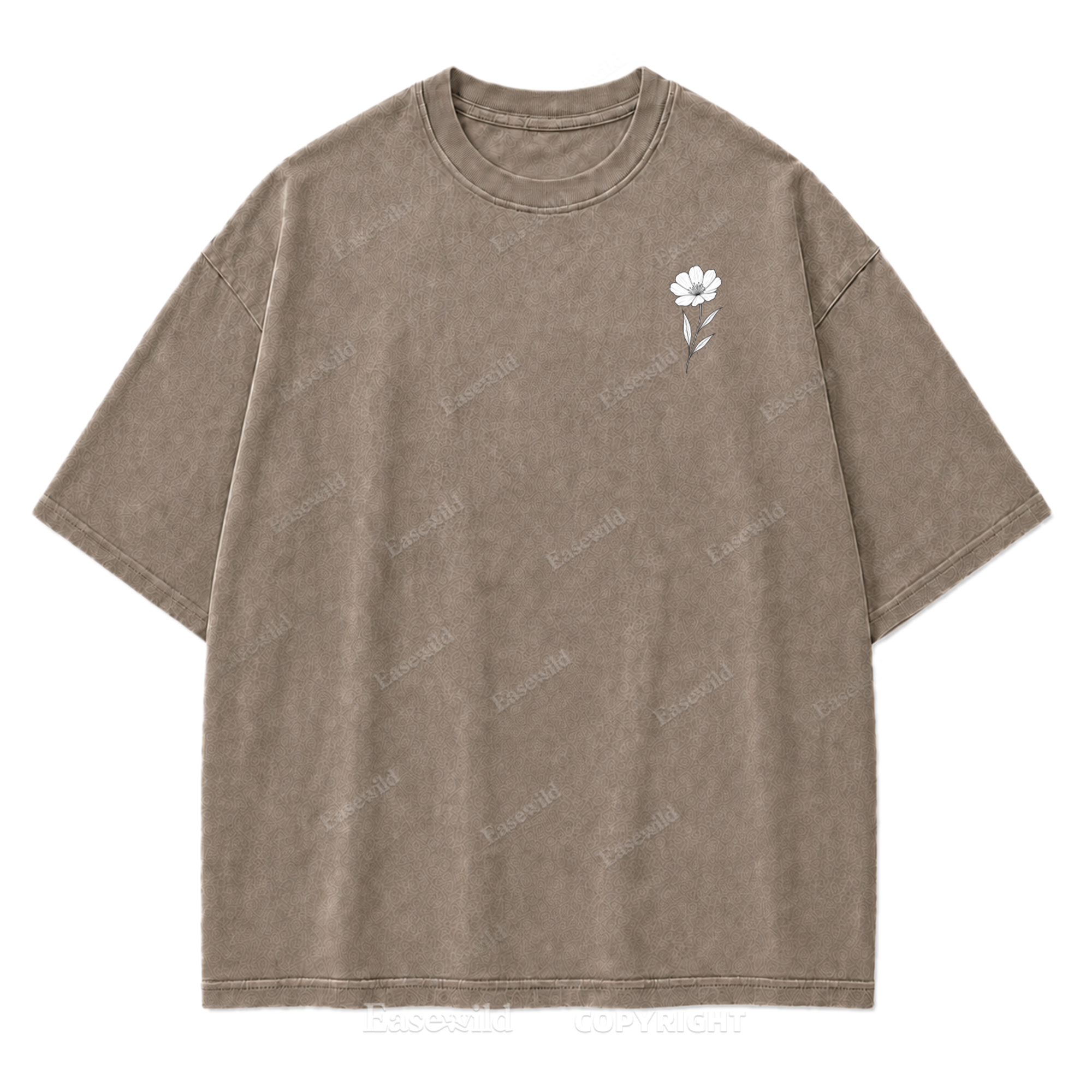 Wild Flower Line Art Washed Print Tee