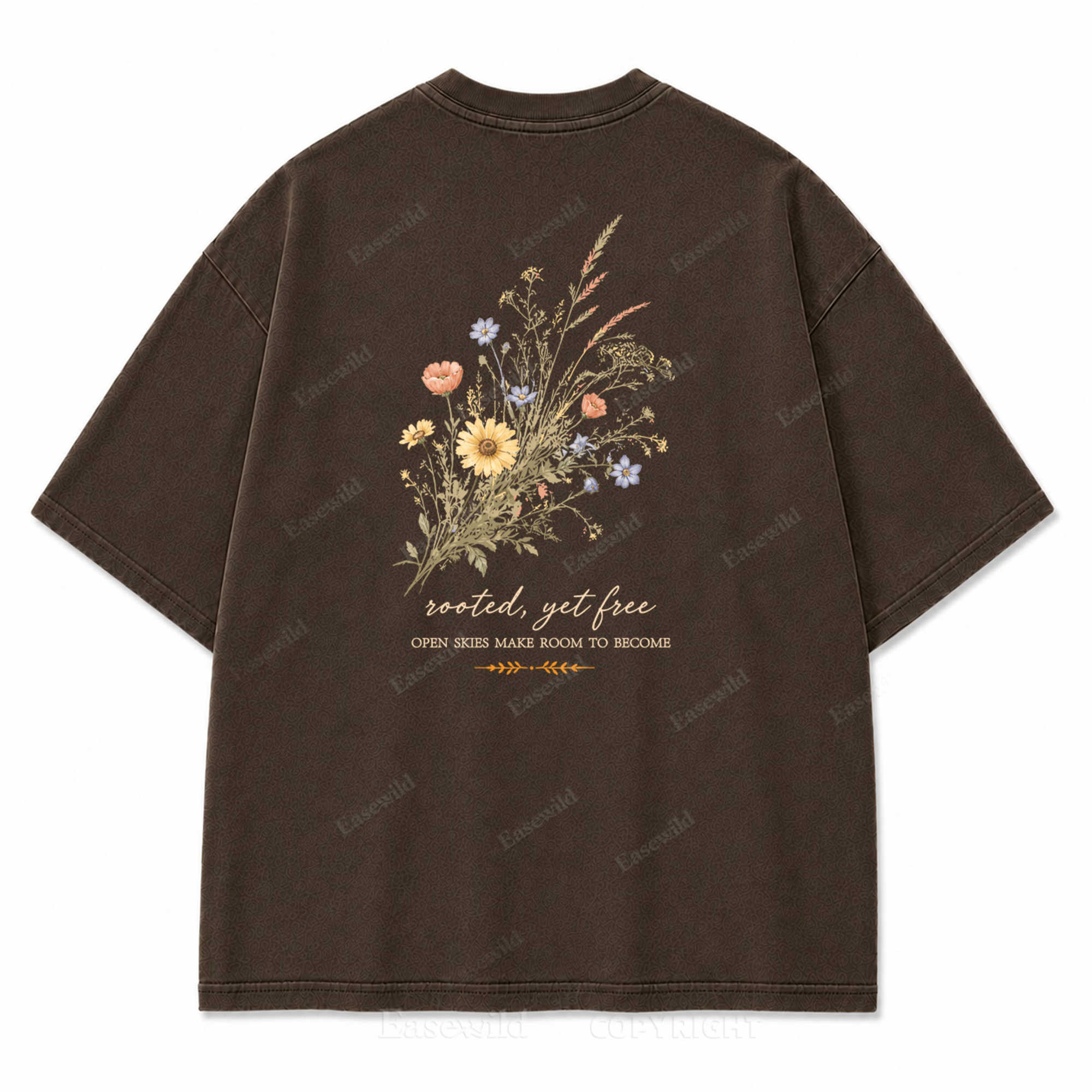 Rooted Yet Free Washed Back Print Tee