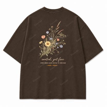 Rooted Yet Free Washed Back Print Tee