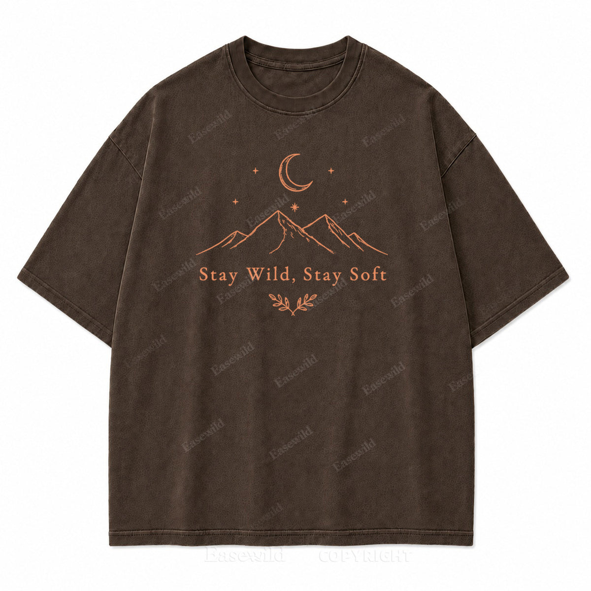 Stay Wild Stay Soft Mountain Moon Washed Print Tee