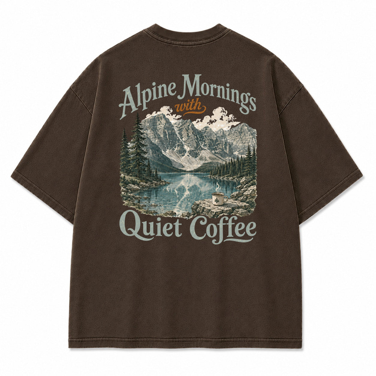 Alpine Mornings Quiet Coffee Graphic T-Shirt