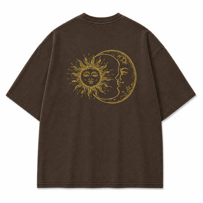 Sun and Moon Eclipse Celestial Graphic T-Shirt
