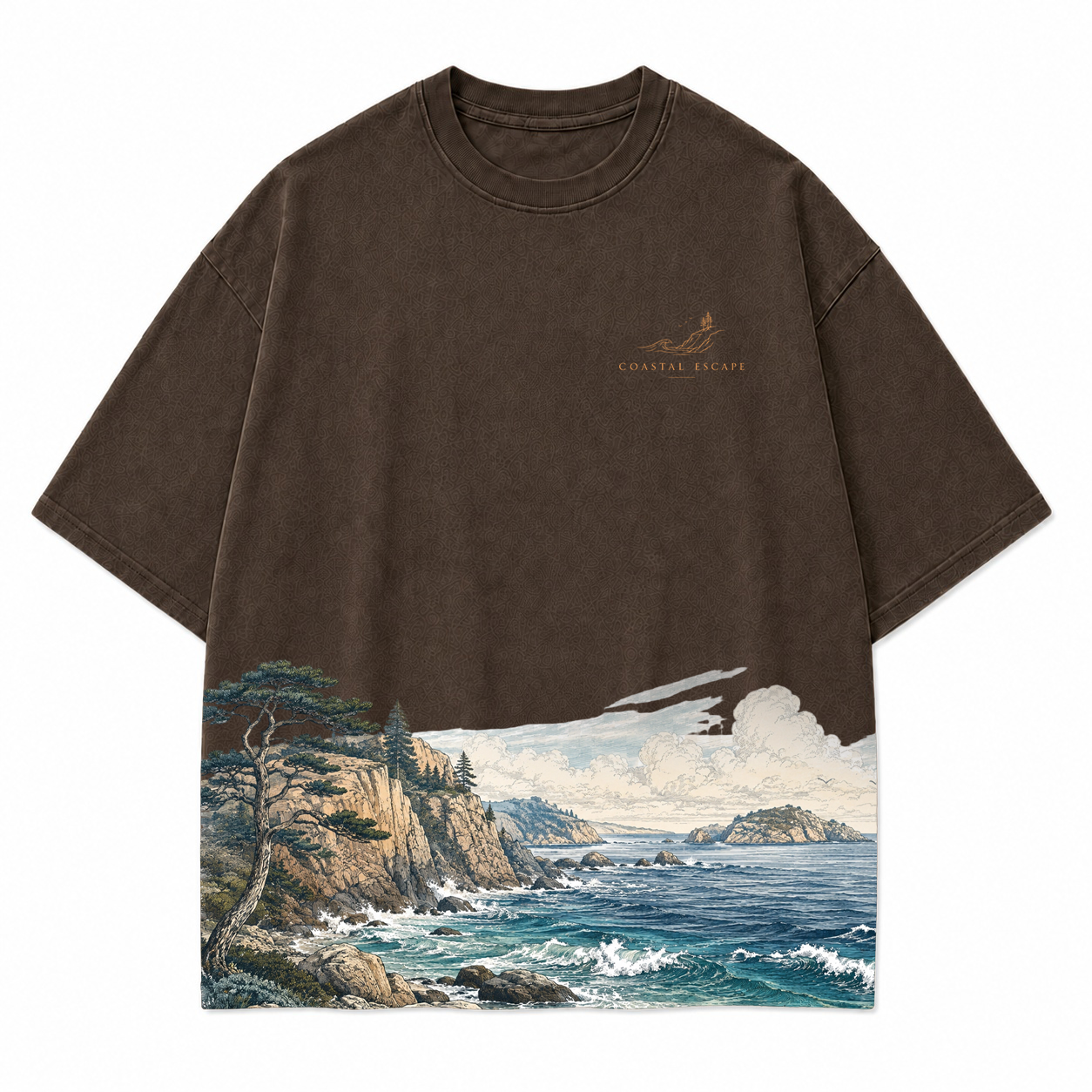 Pacific Bluff Coastal Landscape Graphic T-Shirt