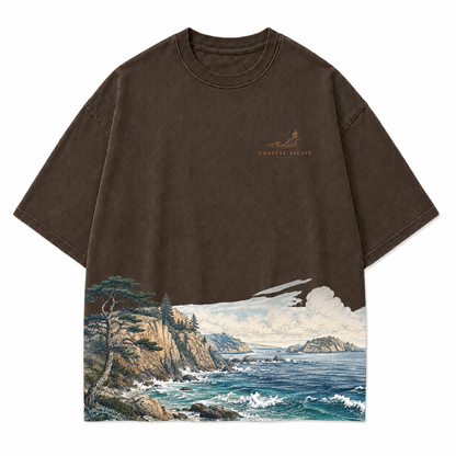 Pacific Bluff Coastal Landscape Graphic T-Shirt