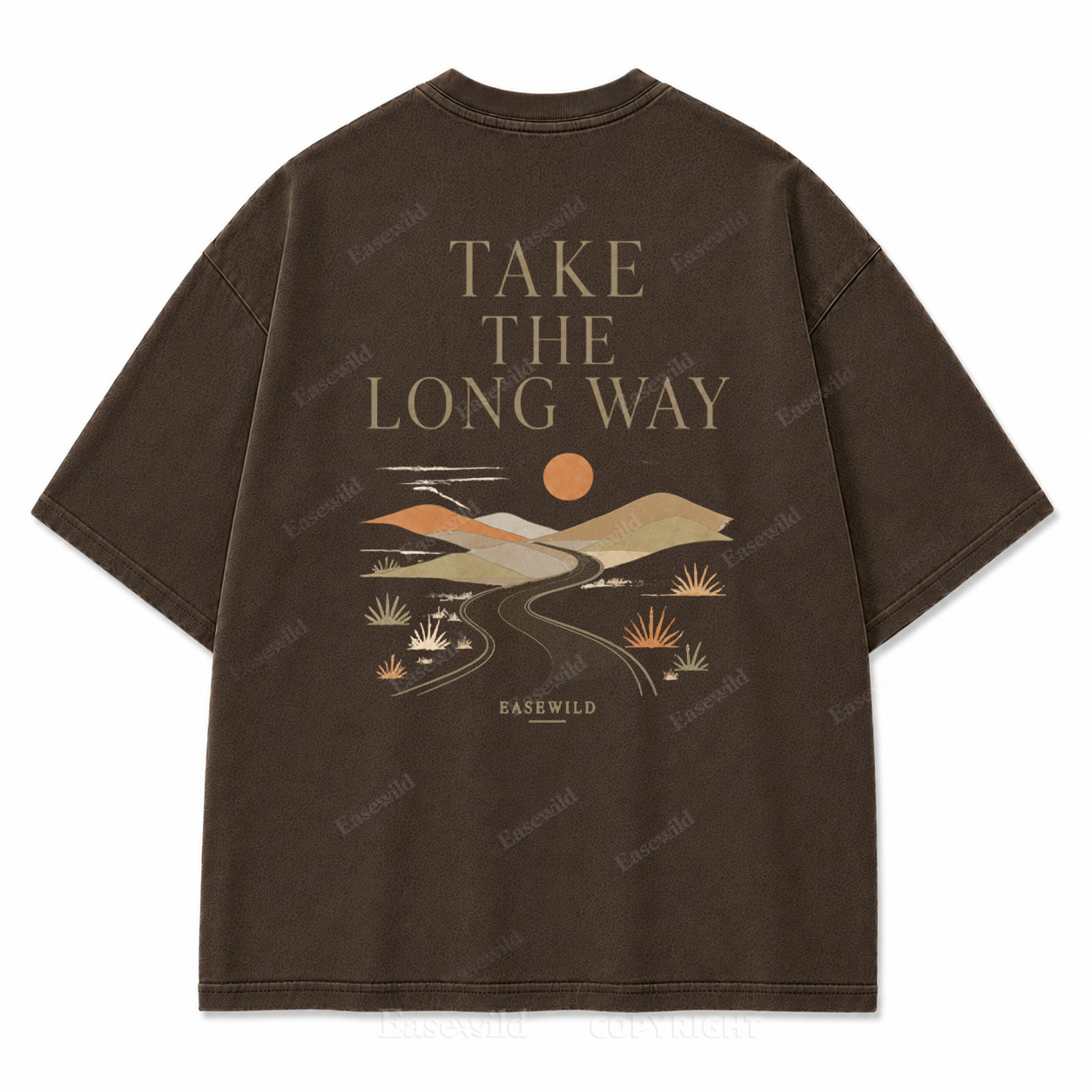 Take the Long Way Washed Back Print Tee
