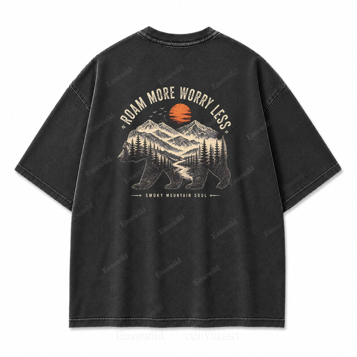Roam More Worry Less Washed Back Print Tee