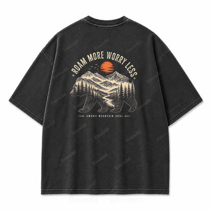 Roam More Worry Less Washed Back Print Tee