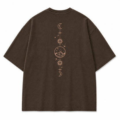 Celestial Balance Mountain Moon Graphic T-Shirt