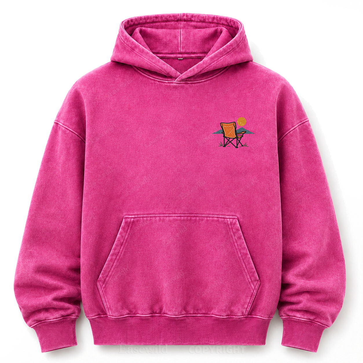 Vintage Camping Sunset Back Print Washed Graphic Hoodie