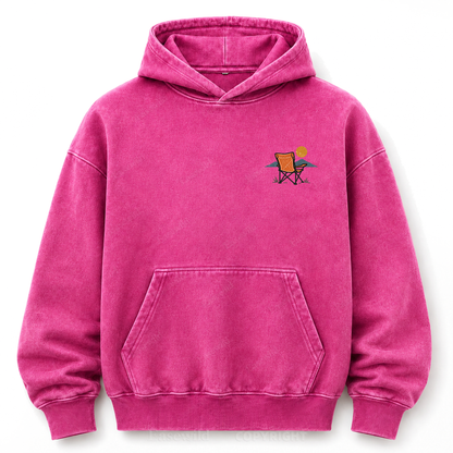 Vintage Camping Sunset Back Print Washed Graphic Hoodie