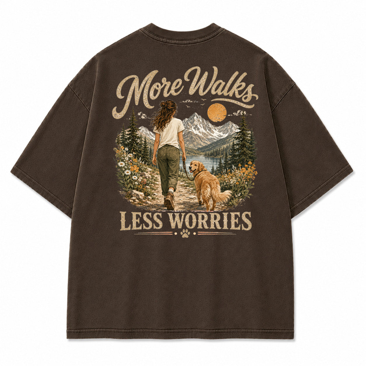 More Walks Less Worries Graphic T-Shirt