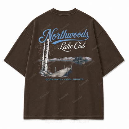 Northwoods Lake Club Vintage Washed Back Print Tee