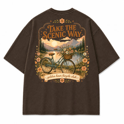 Golden Hour Bicycle Lake Graphic T-Shirt