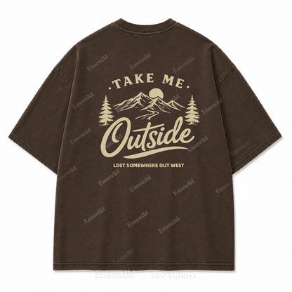 Take Me Outside Vintage Outdoor Washed Back Print Tee