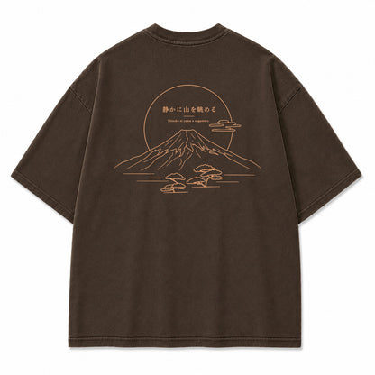 Minimal Mount Fuji Line Art Graphic T-Shirt