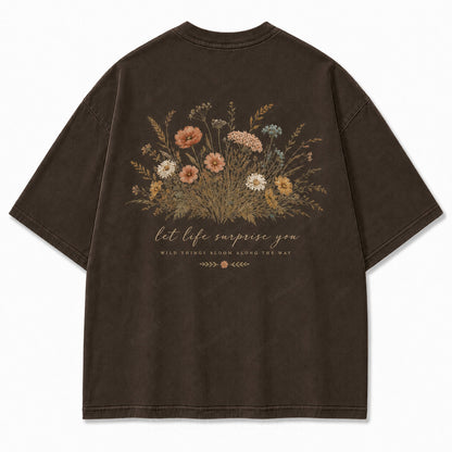 Let Life Surprise You Washed Back Print Tee