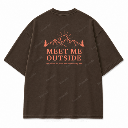 Meet Me Outside Sunrise Washed Back Print Tee
