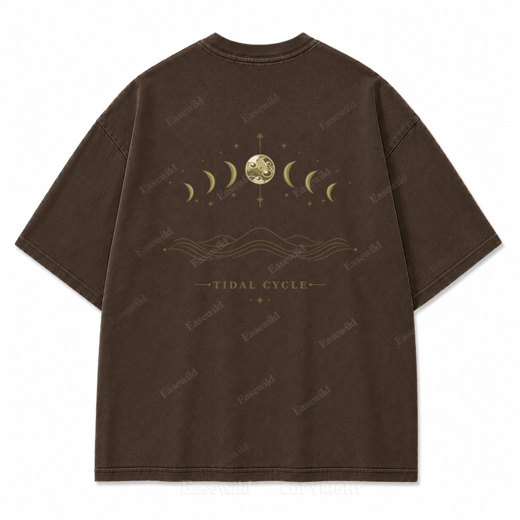Tidal Cycle Moon Phase Washed Back Print Tee