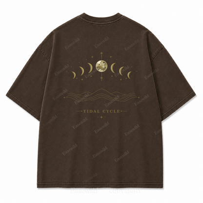 Tidal Cycle Moon Phase Washed Back Print Tee