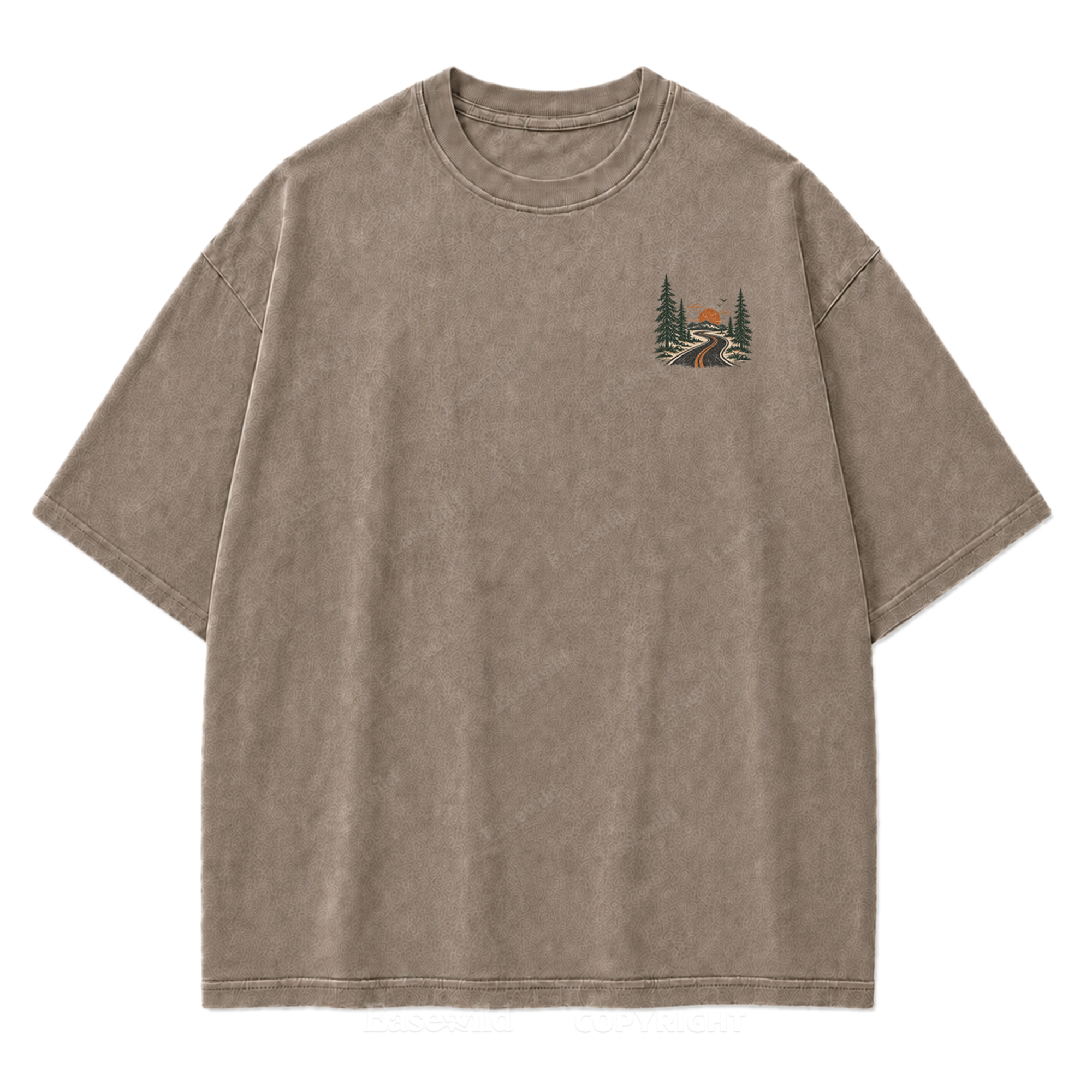 T-Shirt mit gewaschenem Print „Wo die Panoramaroute Meilen in Erinnerungen verwandelt“