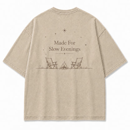 For Slow Evenings Under Open Skies Minimalist Campfire Tee