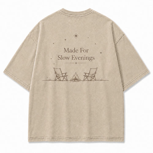 For Slow Evenings Under Open Skies Minimalist Campfire Tee