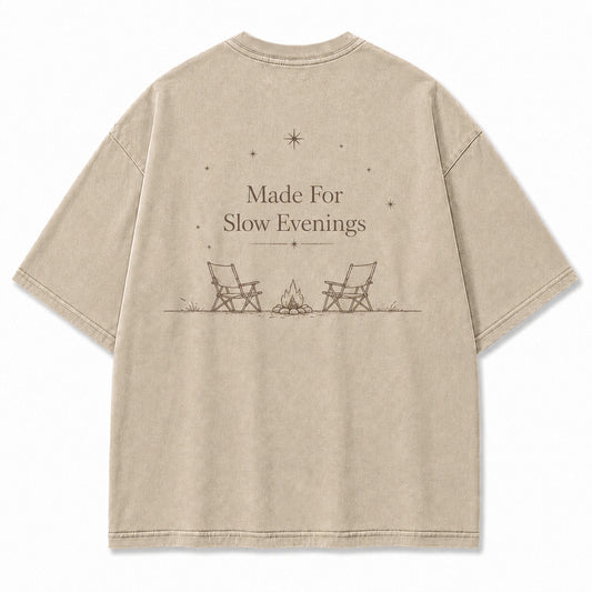 For Slow Evenings Under Open Skies Minimalist Campfire Tee