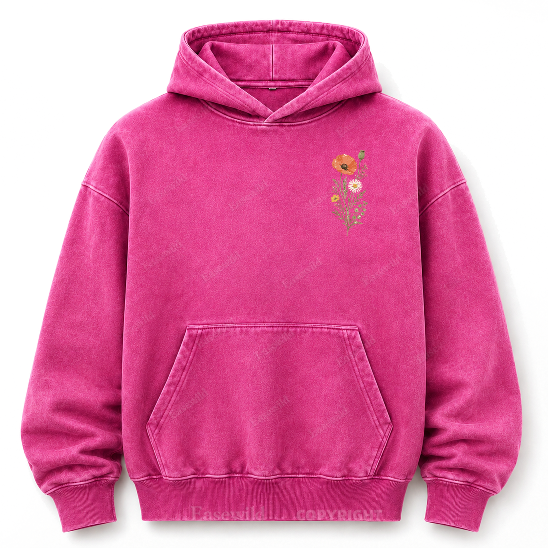 Wild Flower Minimal Floral Washed Graphic Hoodie