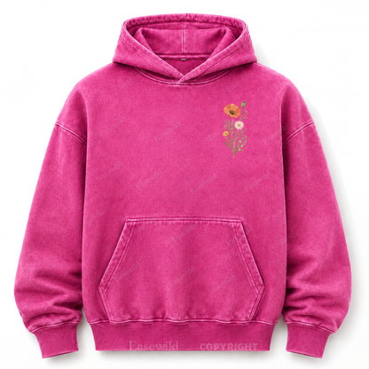 Wild Flower Minimal Floral Washed Graphic Hoodie