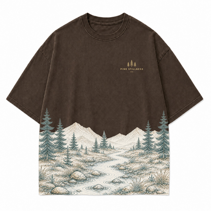 Pine Stillness River Landscape Graphic T-Shirt