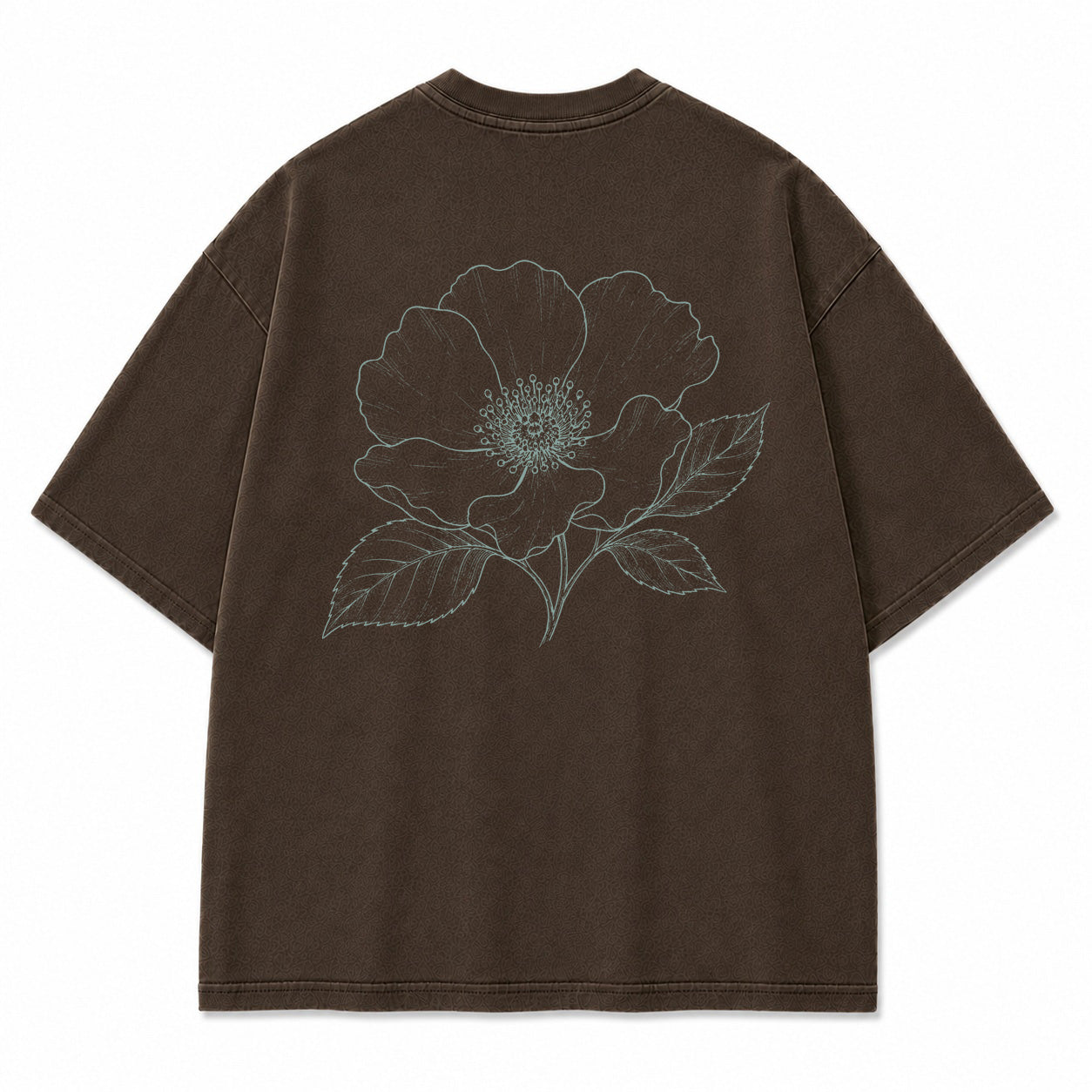 Blue Line Flower Graphic T-Shirt